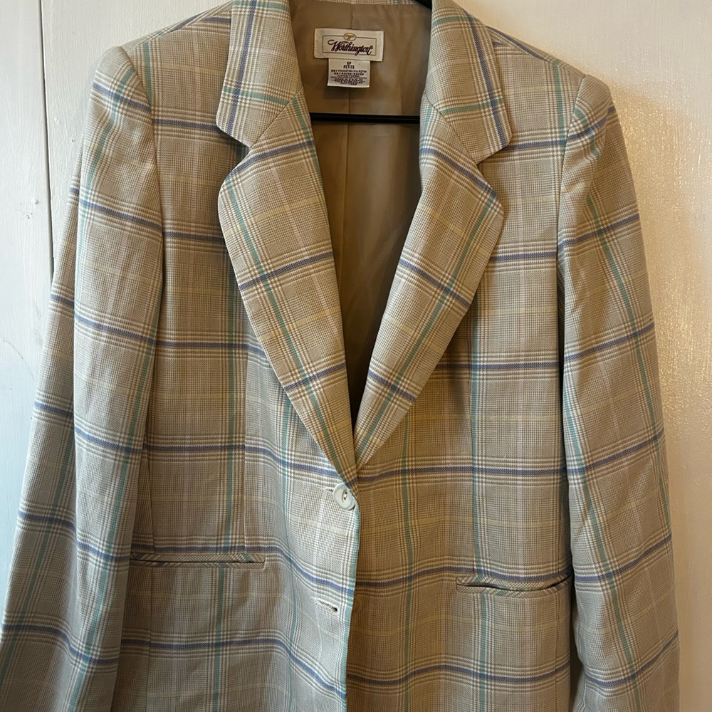 Worthington Beige Plaid Blazer